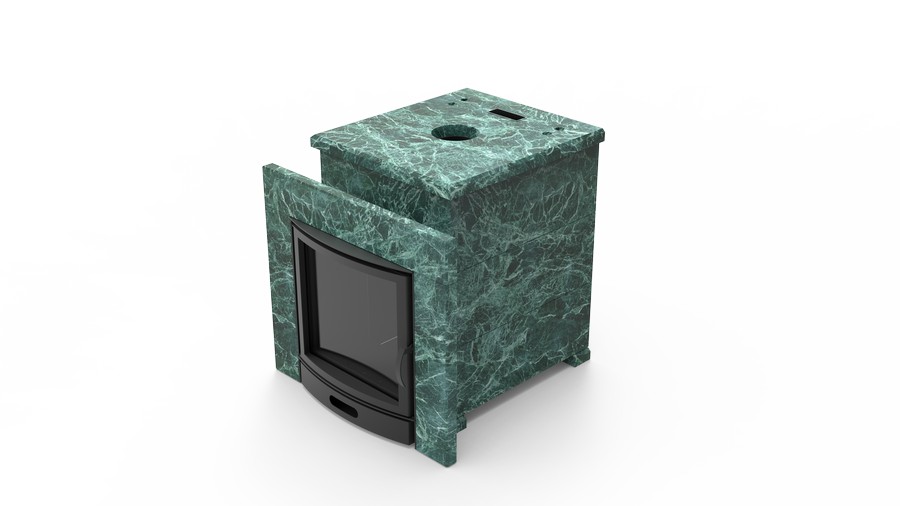 Печь в облицовке из натурального камня Genesis GN 500 облицовка закрытая плоская пироксенит-элит фото в Перми