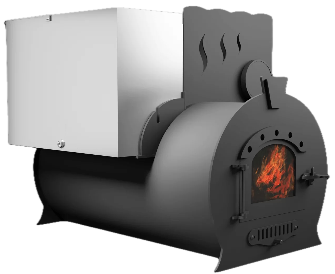 Печь Горыныч 2, каменка с правой стороны, малая дверь со стеклом фото в Перми