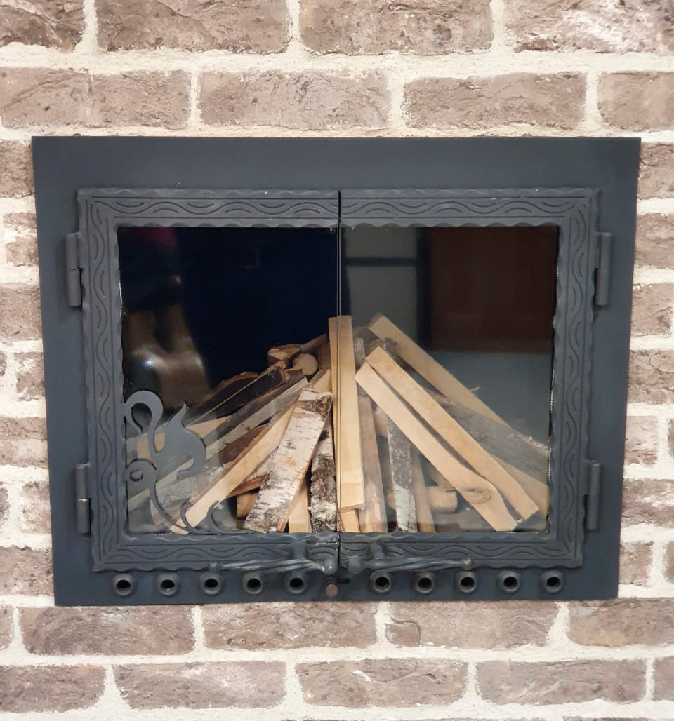 Каминная дверь 600×600 мм с обдувом фото в Перми