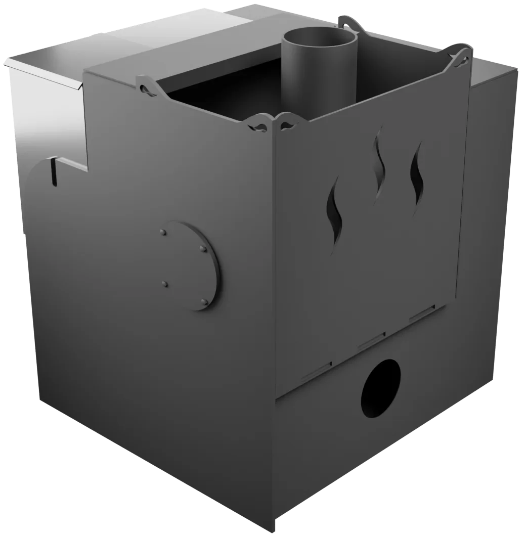 Печь Горыныч Мини, каменка с левой стороны, малое стекло, система воздушного отопления с порталом фото в Перми