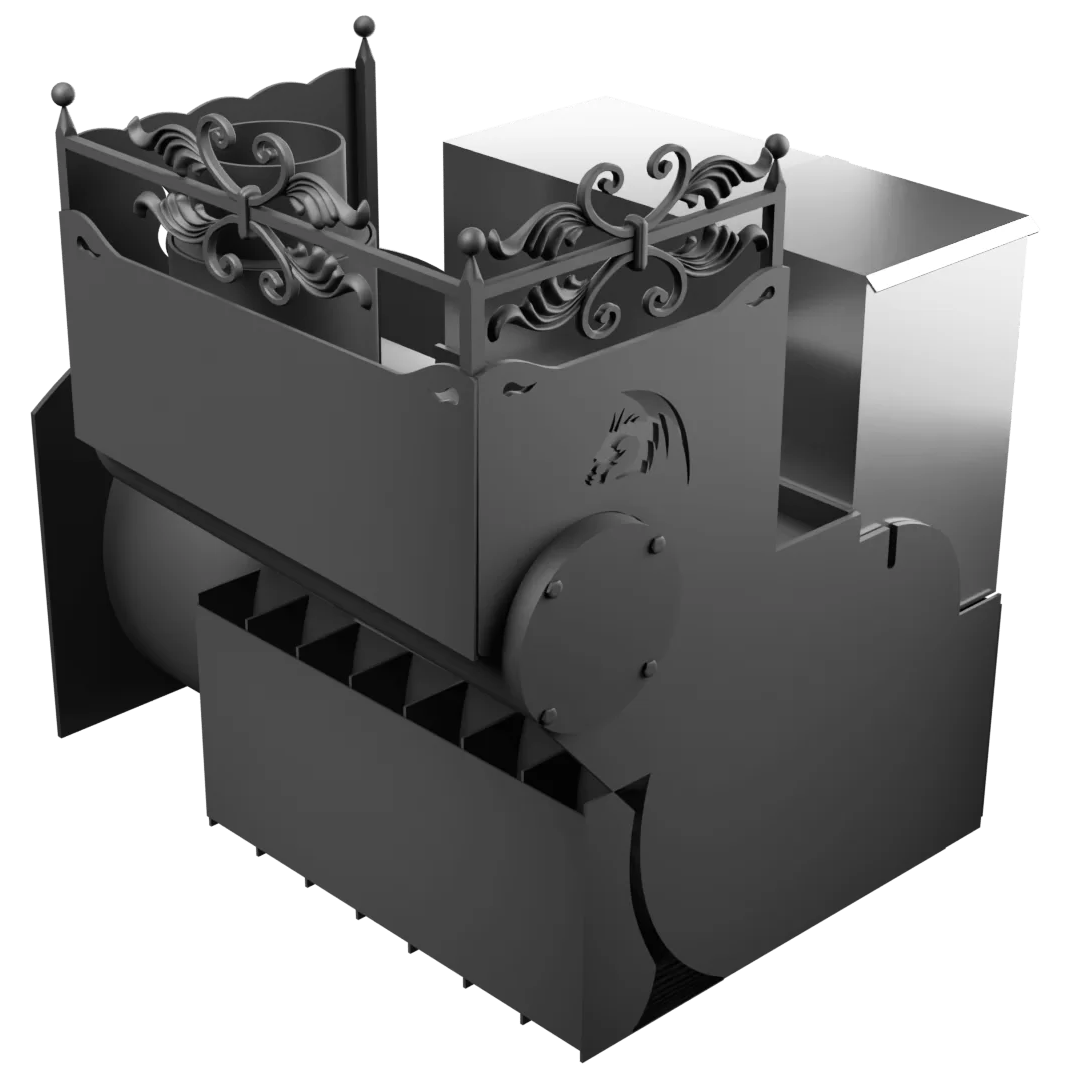 Печь Горыныч 3 с конвекцией, каменка с правой стороны, большая дверь со стеклом фото в Перми