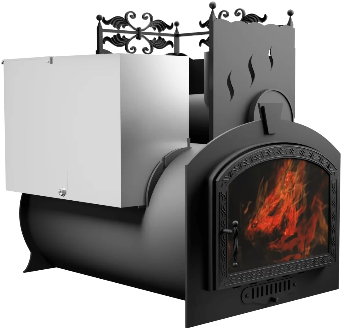 Печь Горыныч 3, каменка с правой стороны, большая дверь со стеклом фото в Перми