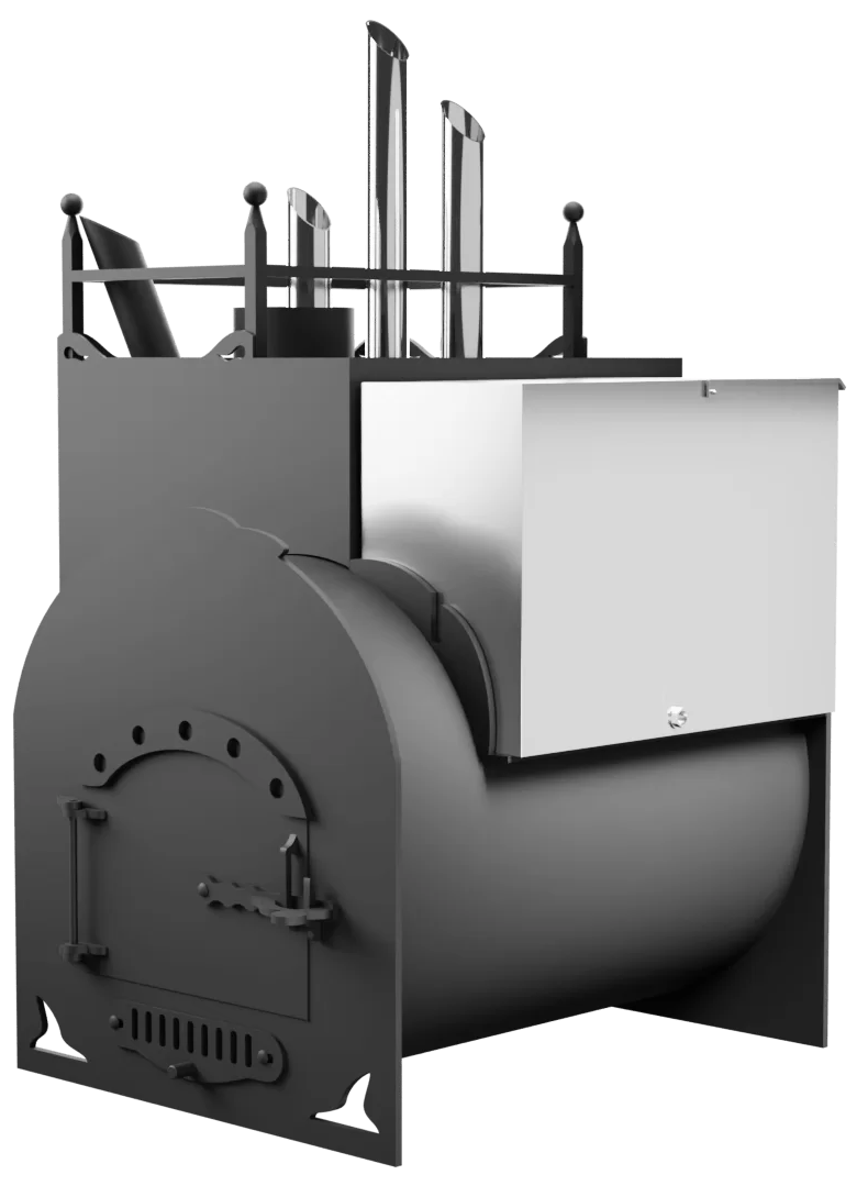 Печь Горыныч Мини, каменка закрытая с парогенератором с правой стороны фото в Перми
