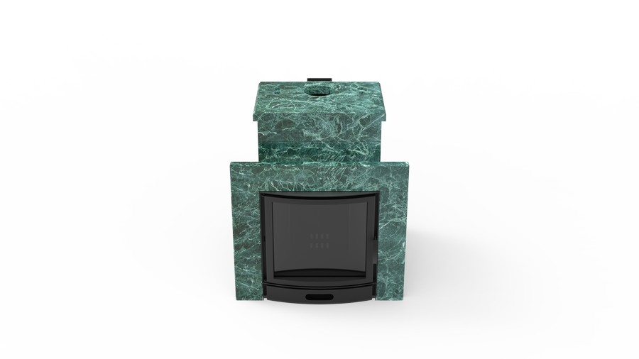 Печь в облицовке из натурального камня Genesis GN 500 облицовка закрытая со скосом талькохлорит-шлифовка фото в Перми