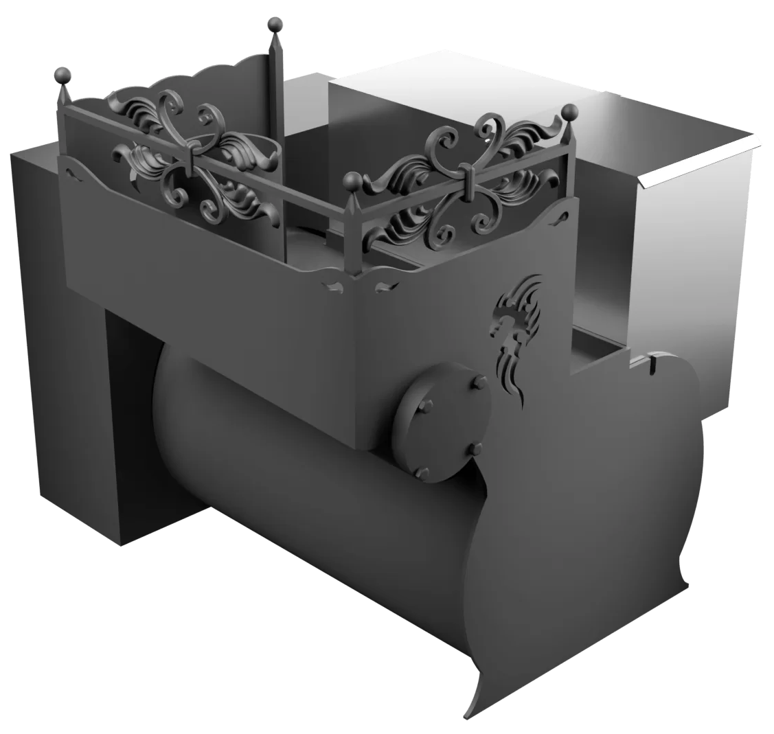 Печь Горыныч 3, каменка с правой стороны, малая дверь со стеклом, естественная система воздушного отопления фото в Перми
