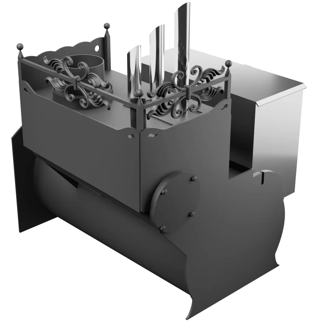 Печь Горыныч 3, каменка закрытая с парогенератором с правой стороны, большая дверь со стеклом фото в Перми