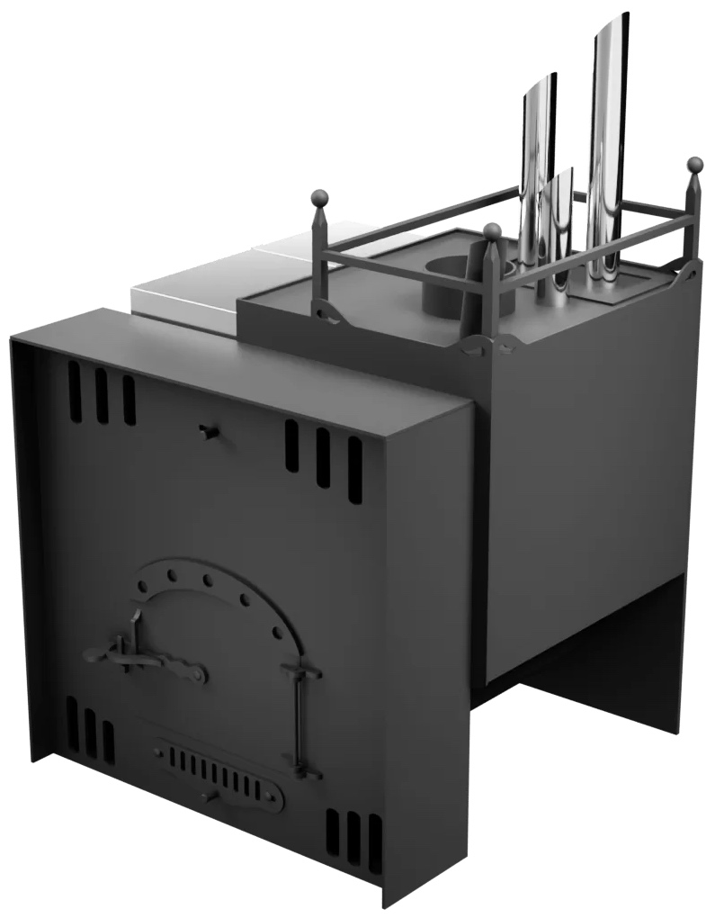 Печь Горыныч Мини, каменка закрытая с парогенератором с правой стороны, естественная система воздушного отопления фото в Перми