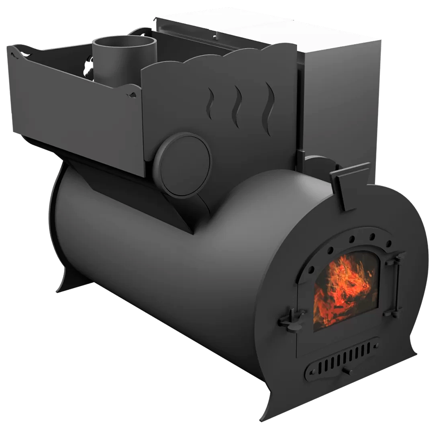 Печь Горыныч 2, каменка с левой стороны, малая дверь со стеклом фото в Перми