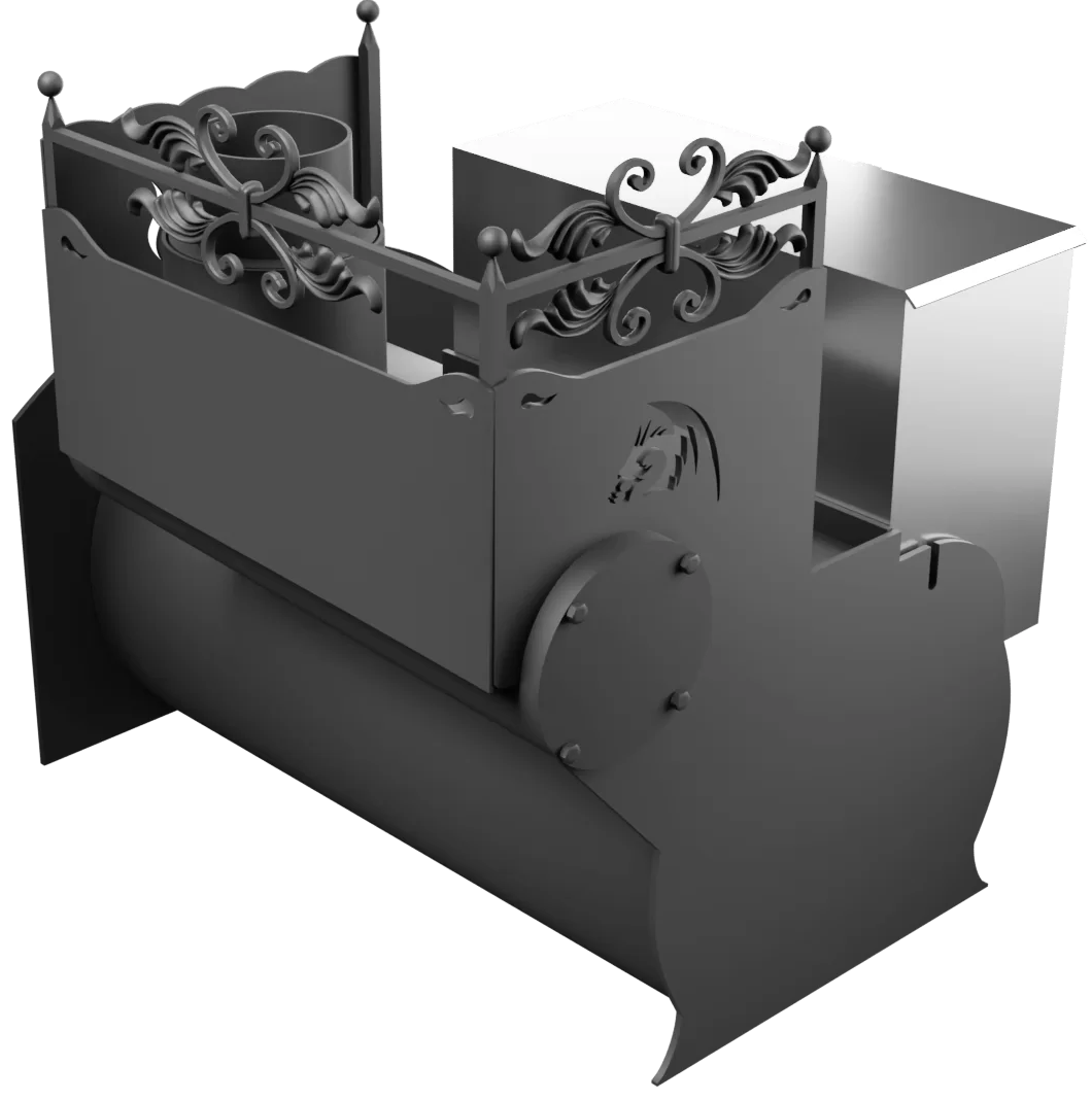 Печь Горыныч 3, каменка с правой стороны, средняя дверь со стеклом фото в Перми