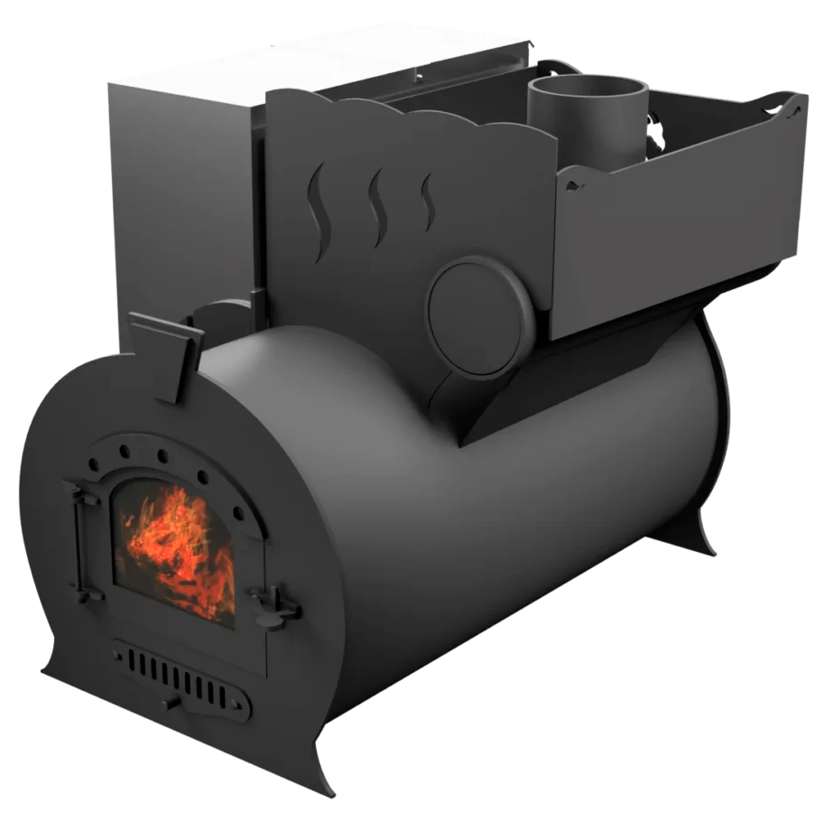 Печь Горыныч 2, каменка с правой стороны, малая дверь со стеклом фото в Перми