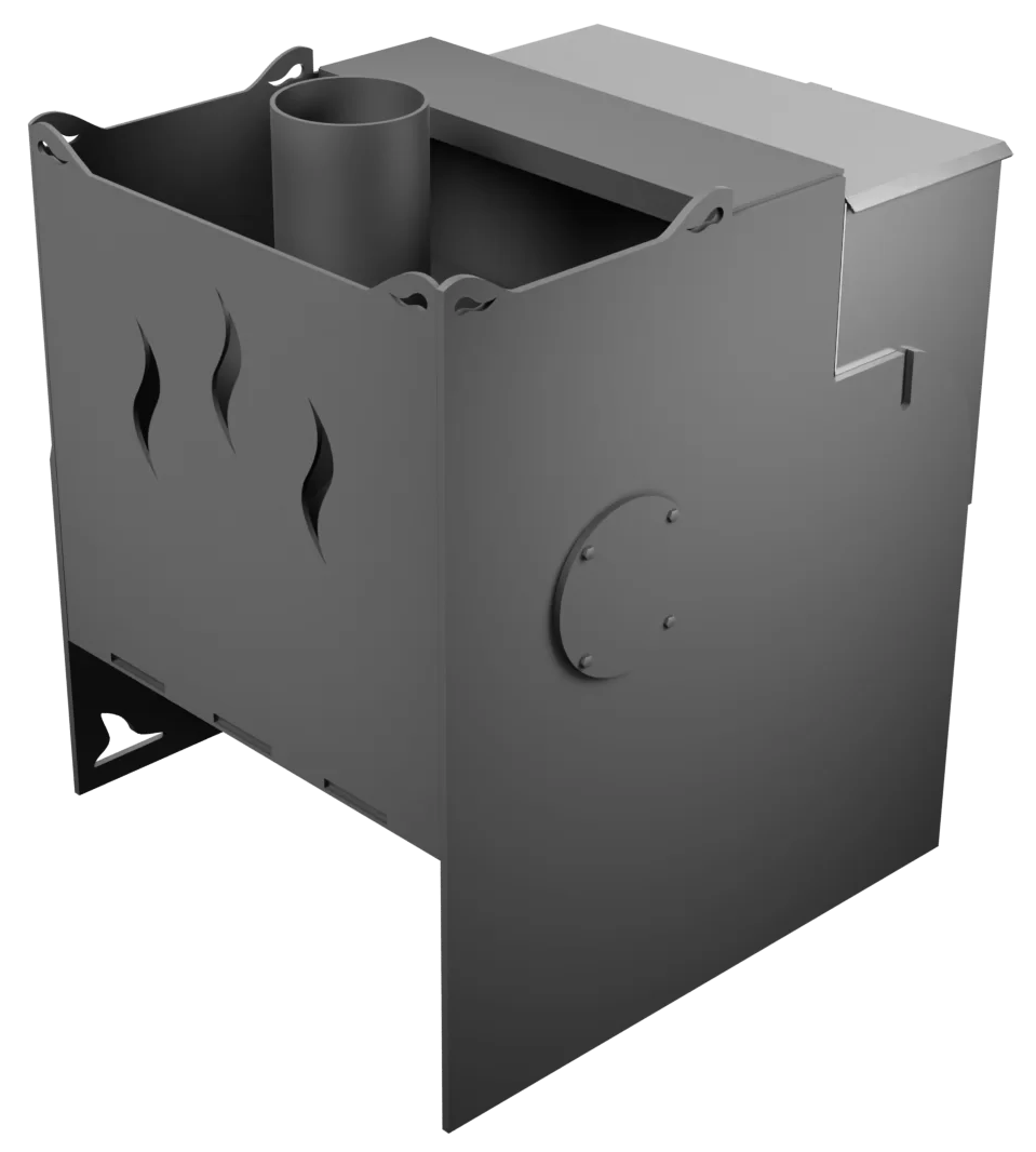 Печь Горыныч Мини, каменка с правой стороны, дверь малая со стеклом фото в Перми