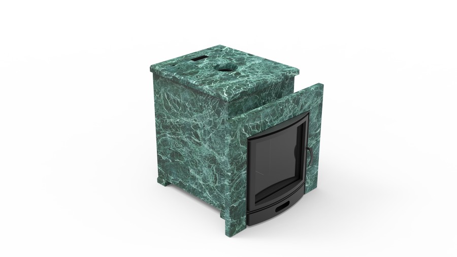 Печь в облицовке из натурального камня Genesis GN 500 облицовка закрытая плоская пироксенит-элит фото в Перми