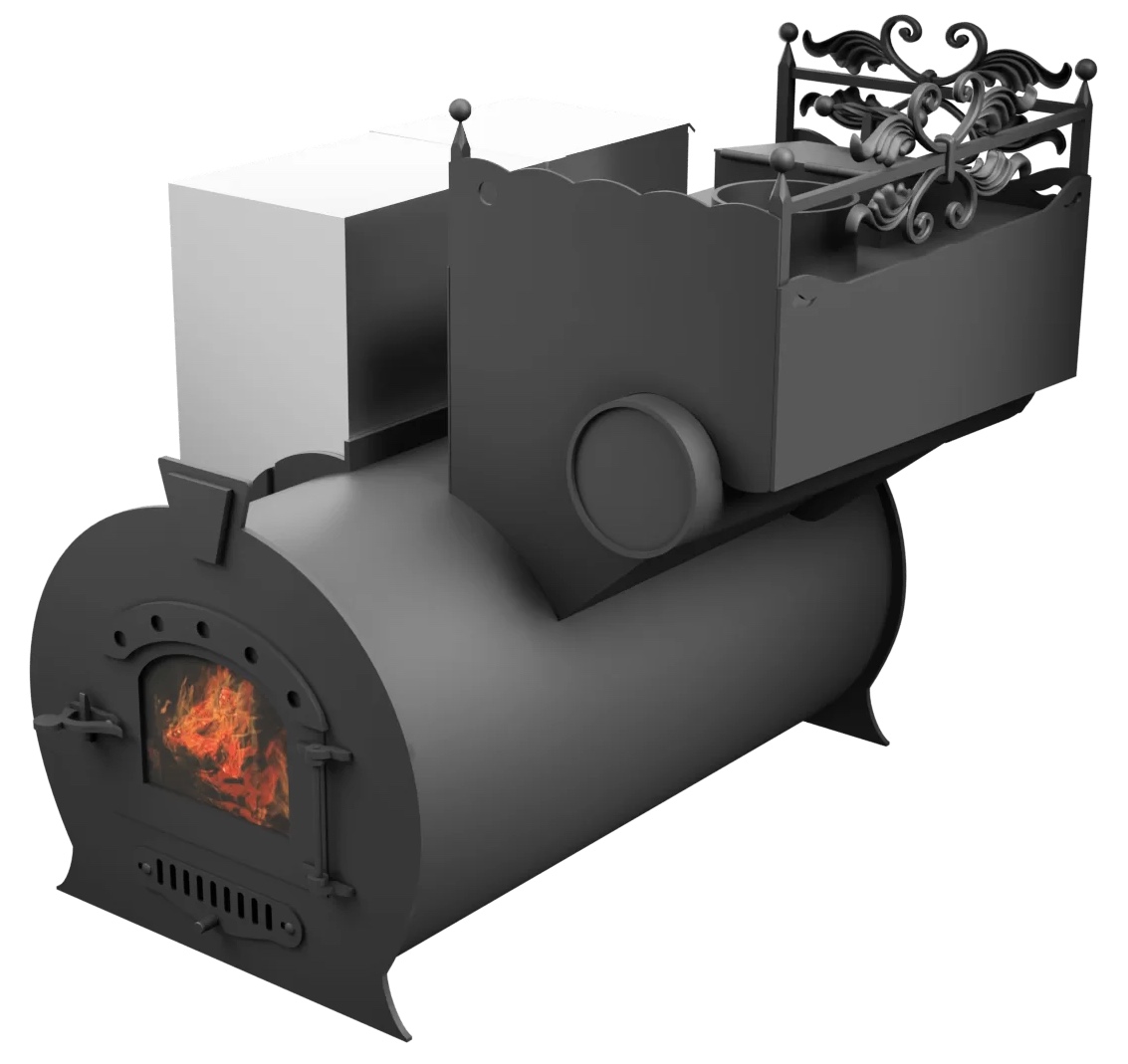 Печь Горыныч 3, каменка закрытая с правой стороны, малая дверь со стеклом фото в Перми