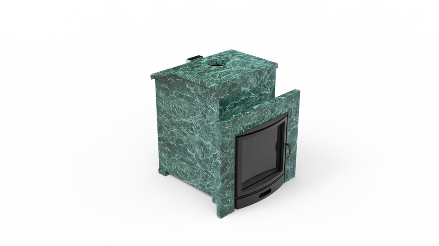 Печь в облицовке из натурального камня Genesis GN 500 облицовка закрытая со скосом талькохлорит-шлифовка фото в Перми