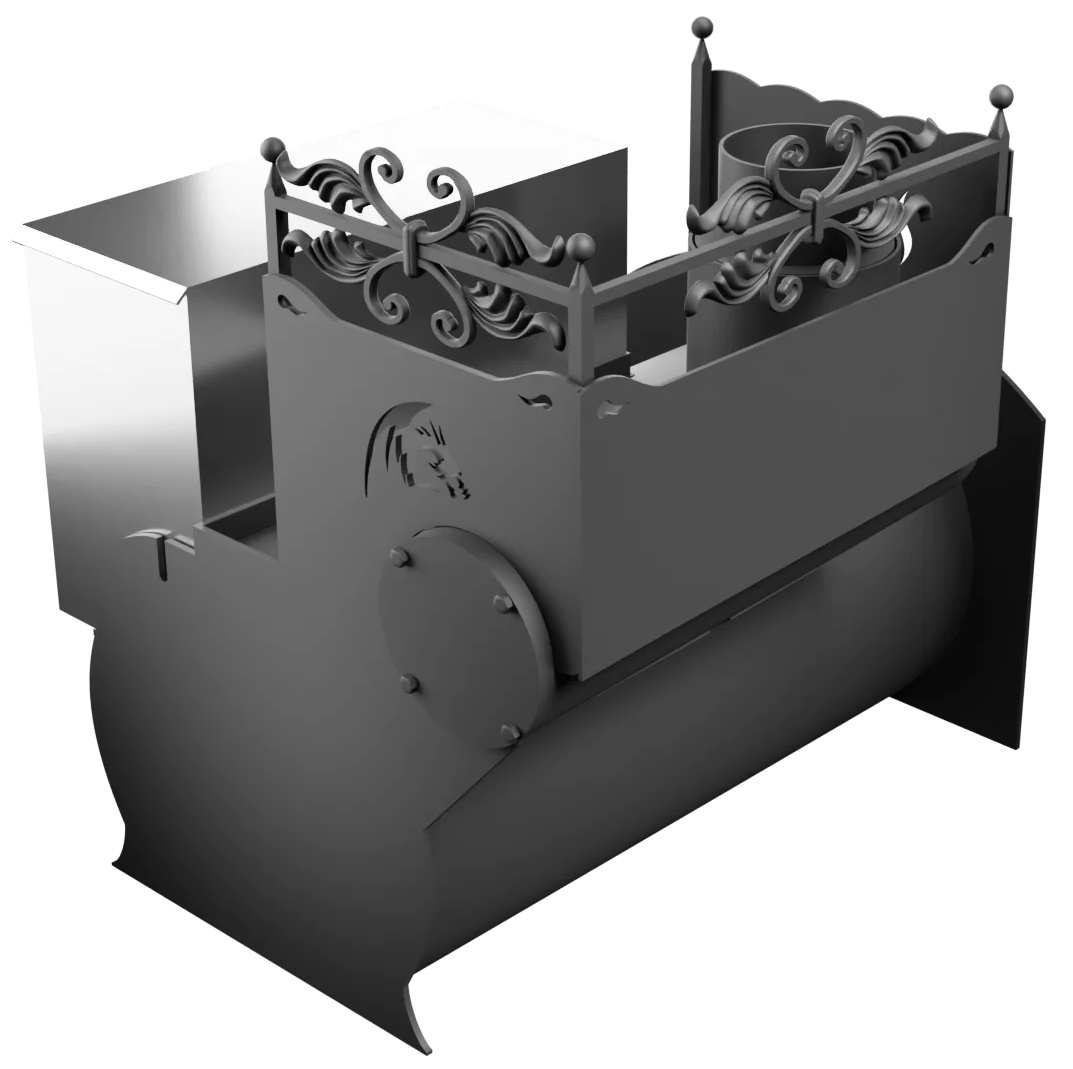 Печь Горыныч 3, каменка с левой стороны, большая дверь со стеклом фото в Перми