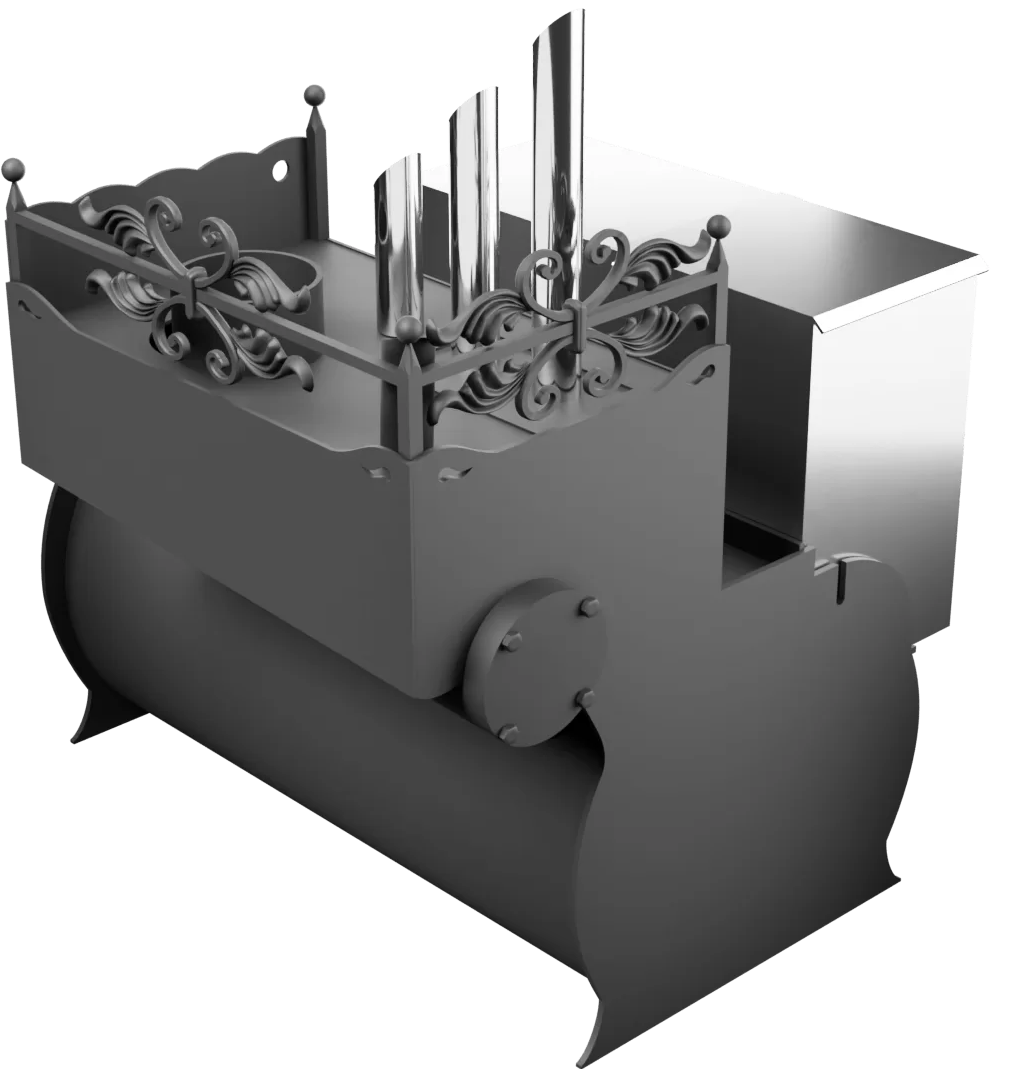 Печь Горыныч 3, каменка закрытая с парогенератором с правой стороны, малая дверь со стеклом фото в Перми