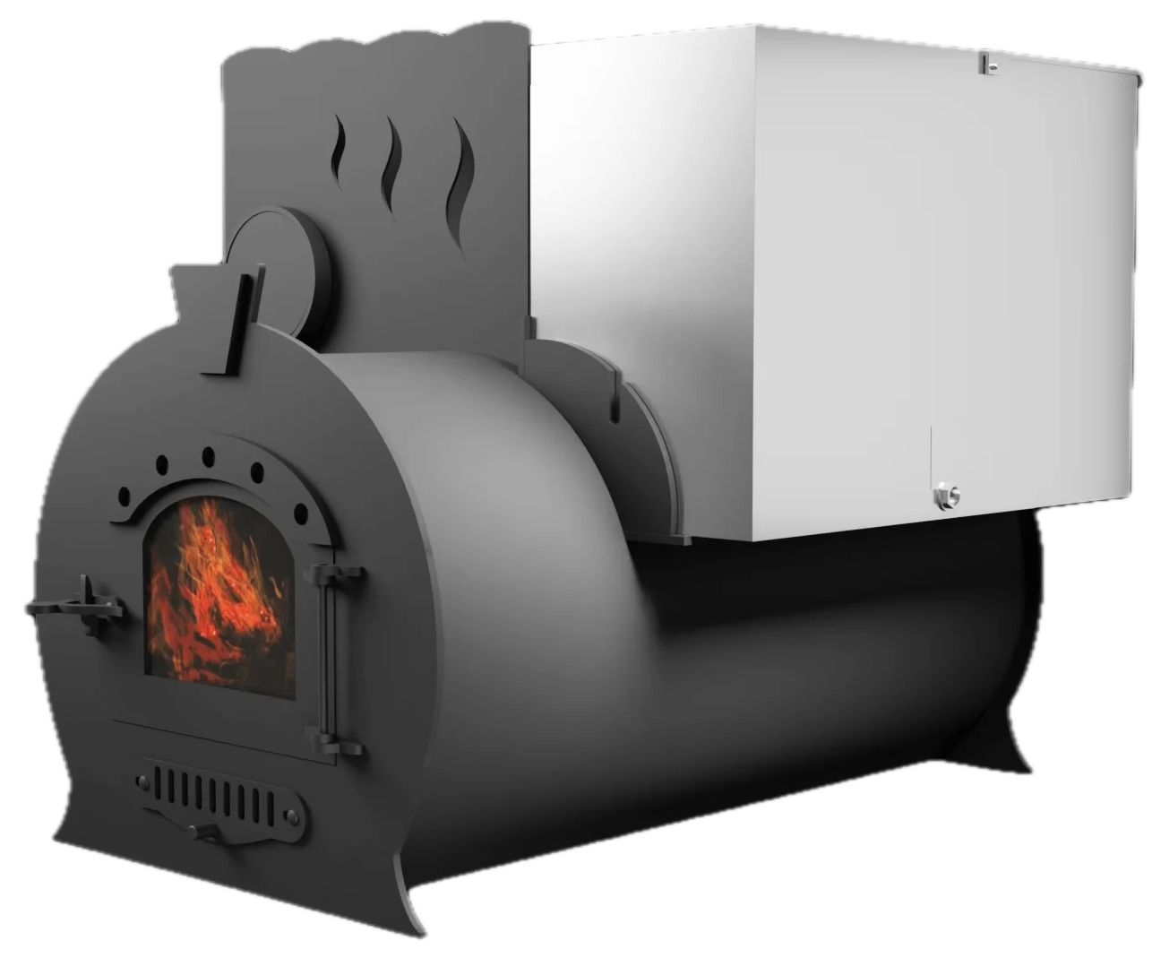 Печь Горыныч 2, каменка с левой стороны, малая дверь со стеклом фото в Перми