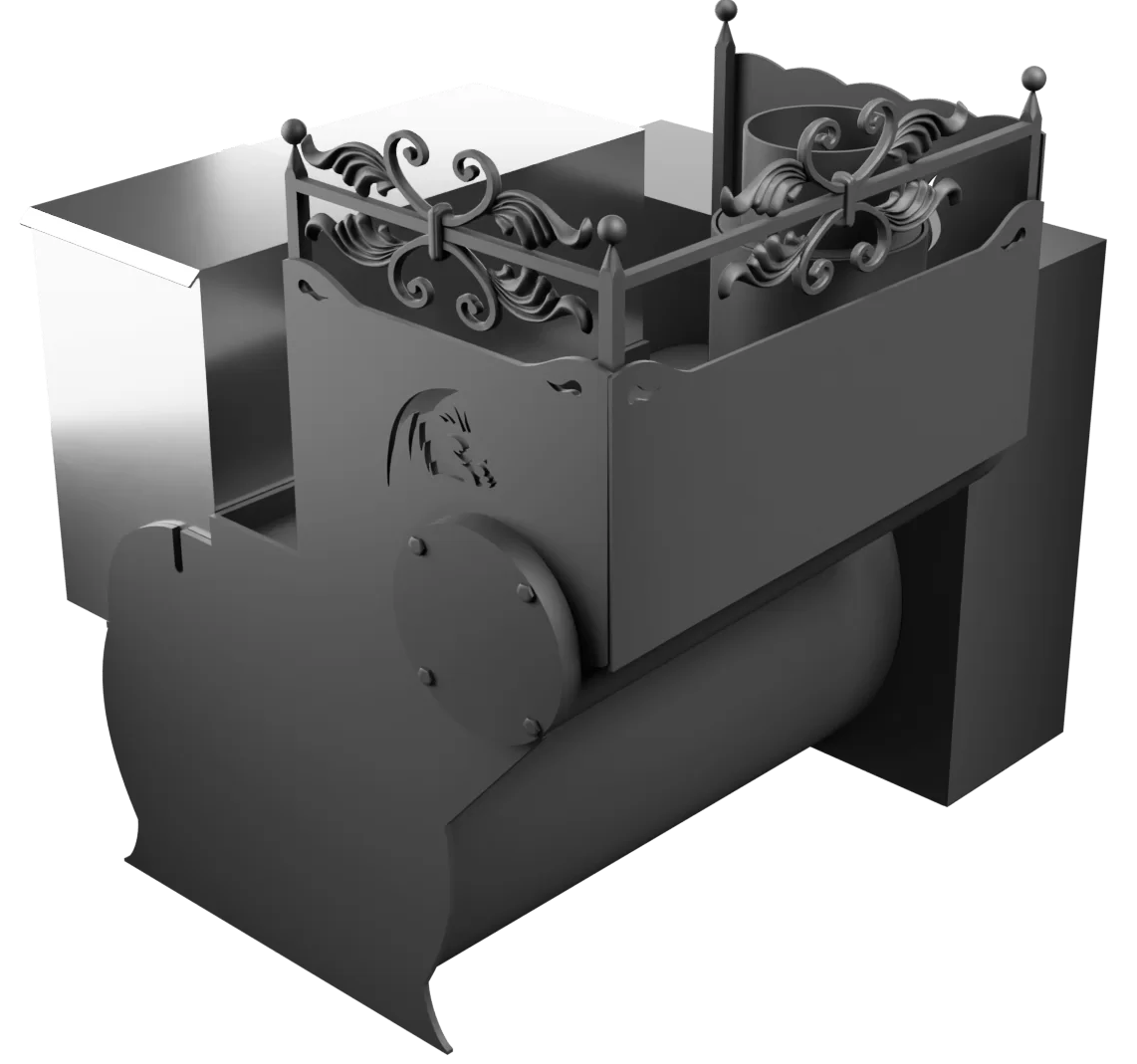 Печь Горыныч 3, каменка с левой стороны, большая дверь со стеклом, естественная система воздушного отопления фото в Перми