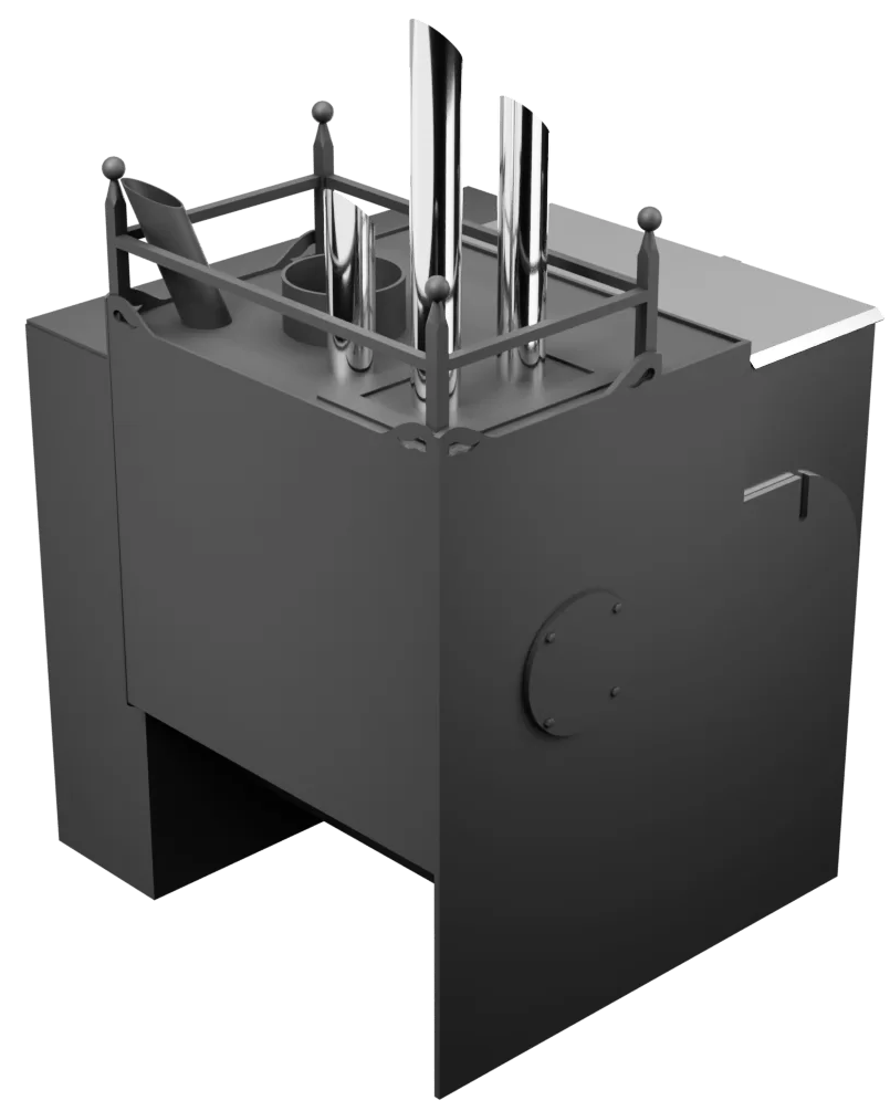 Печь Горыныч Мини, каменка закрытая с парогенератором с правой стороны, естественная система воздушного отопления фото в Перми