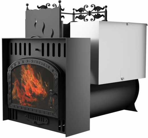 Печь Горыныч 3, каменка с левой стороны, большая дверь со стеклом, естественная система воздушного отопления фото в Перми