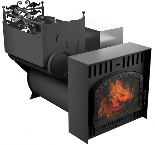 Печь Горыныч 3, каменка с левой стороны, большая дверь со стеклом, естественная система воздушного отопления фото в Перми