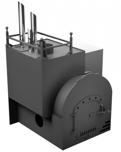 Печь Горыныч Мини, каменка закрытая с парогенератором с левой стороны, система воздушного отопления фото в Перми