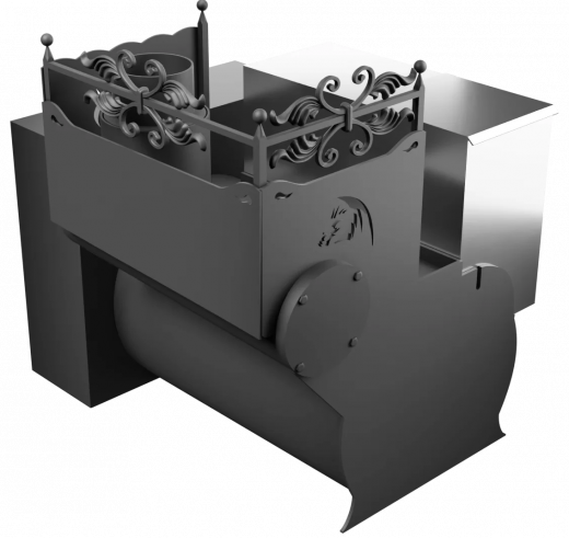 Печь Горыныч 3, каменка с правой стороны, большая дверь со стеклом, естественная система воздушного отопления фото в Перми