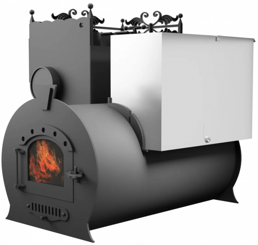 Печь Горыныч 3, каменка закрытая с левой стороны, малая дверь со стеклом фото в Перми