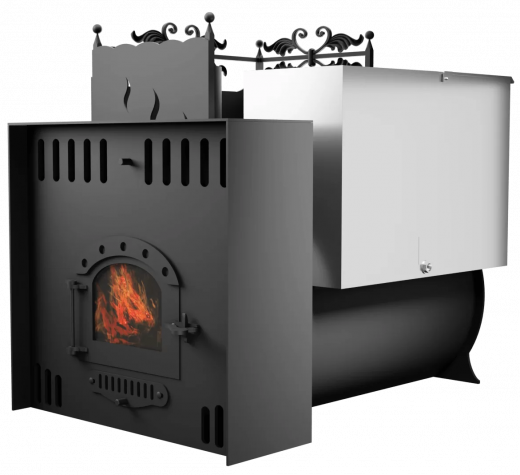 Печь Горыныч 3, каменка с левой стороны, малая дверь со стеклом, естественная система воздушного отопления фото в Перми