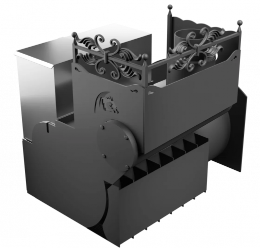 Печь Горыныч 3 с конвекцией, каменка с левой стороны, большая дверь со стеклом фото в Перми