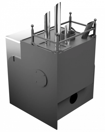 Печь Горыныч Мини, каменка закрытая с парогенератором с левой стороны, система воздушного отопления фото в Перми