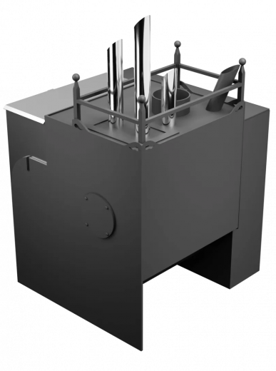 Печь Горыныч Мини, каменка закрытая с парогенератором с левой стороны, естественная система воздушного отопления фото в Перми
