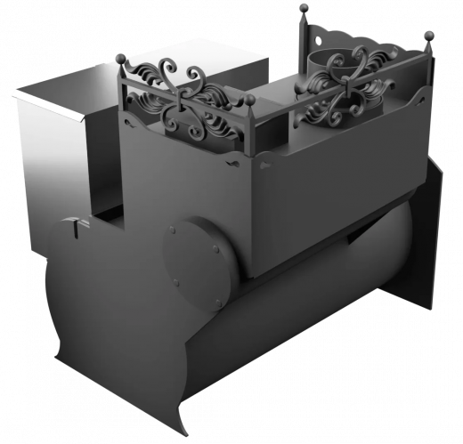 Печь Горыныч 3, каменка закрытая с левой стороны, большая дверь со стеклом фото в Перми