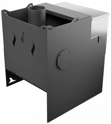 Печь Горыныч Мини, каменка с правой стороны, средняя дверь со стеклом фото в Перми