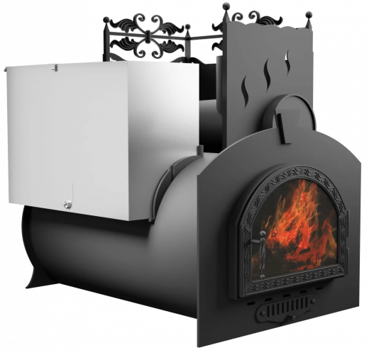 Печь Горыныч 3, каменка с правой стороны, средняя дверь со стеклом фото в Перми