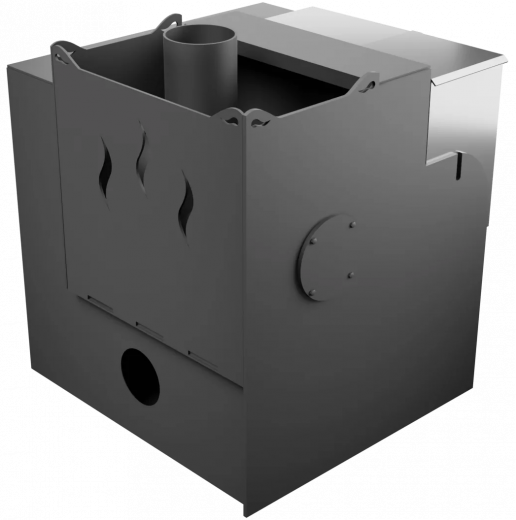 Печь Горыныч Мини, каменка с правой стороны, малое стекло, система воздушного отопления с порталом фото в Перми