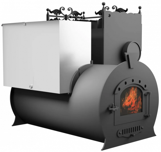 Печь Горыныч 3, каменка закрытая с правой стороны, малая дверь со стеклом фото в Перми