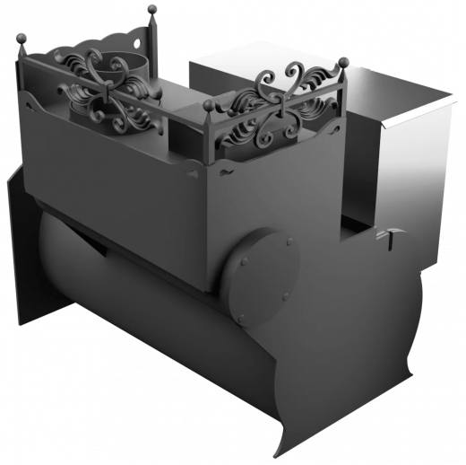 Печь Горыныч 3, каменка закрытая с правой стороны, большая дверь со стеклом фото в Перми