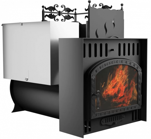 Печь Горыныч 3, каменка с правой стороны, большая дверь со стеклом, естественная система воздушного отопления фото в Перми