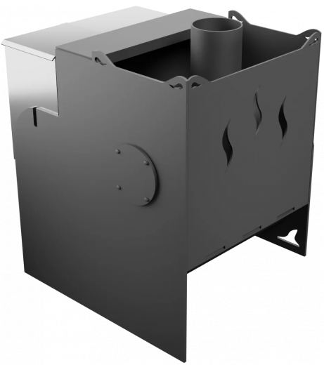 Печь Горыныч Мини, каменка с левой стороны, средняя дверь со стеклом фото в Перми