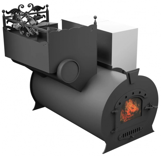 Печь Горыныч 3, каменка закрытая с левой стороны, малая дверь со стеклом фото в Перми